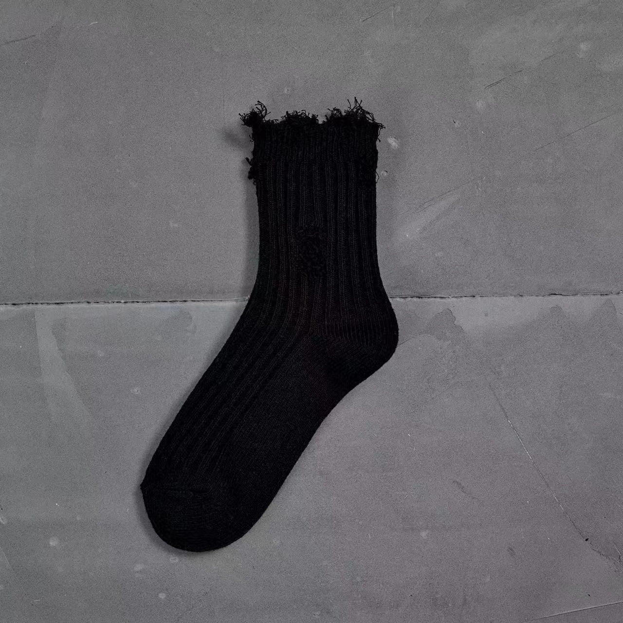 Distressed Ripped Crew Socks | Trendy Cotton Casual Everyday Socks