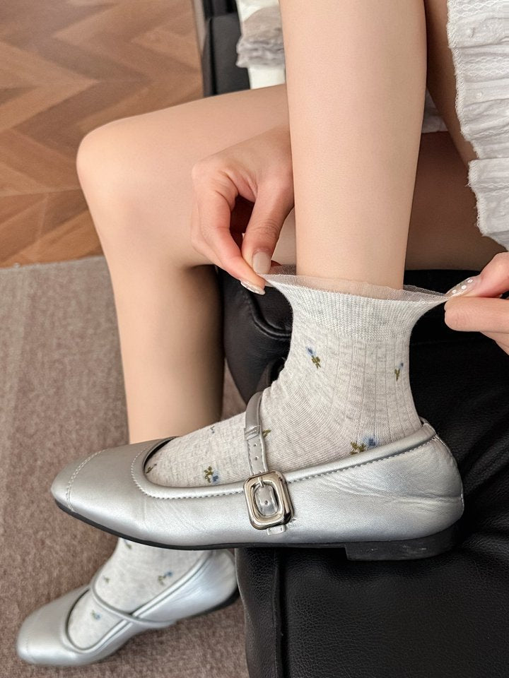 Vintage Floral Lace Ankle Socks for Women | Breathable Spring Summer Socks