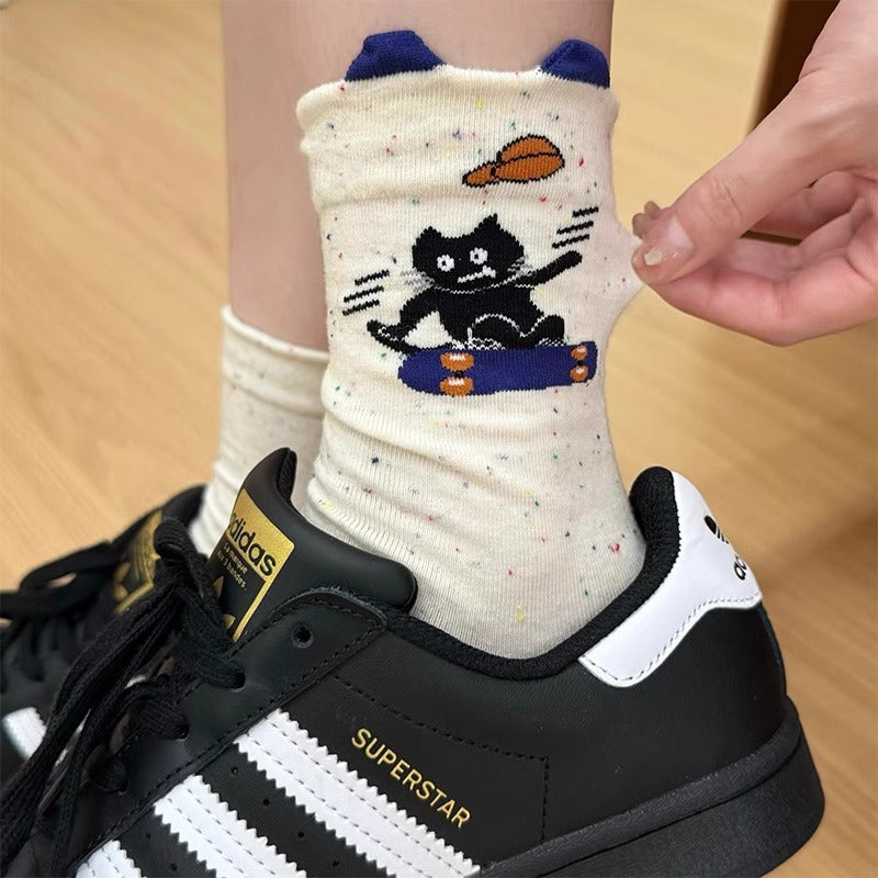 Cute Novelty Crew Socks | Fun Cartoon Patterned Socks for Women