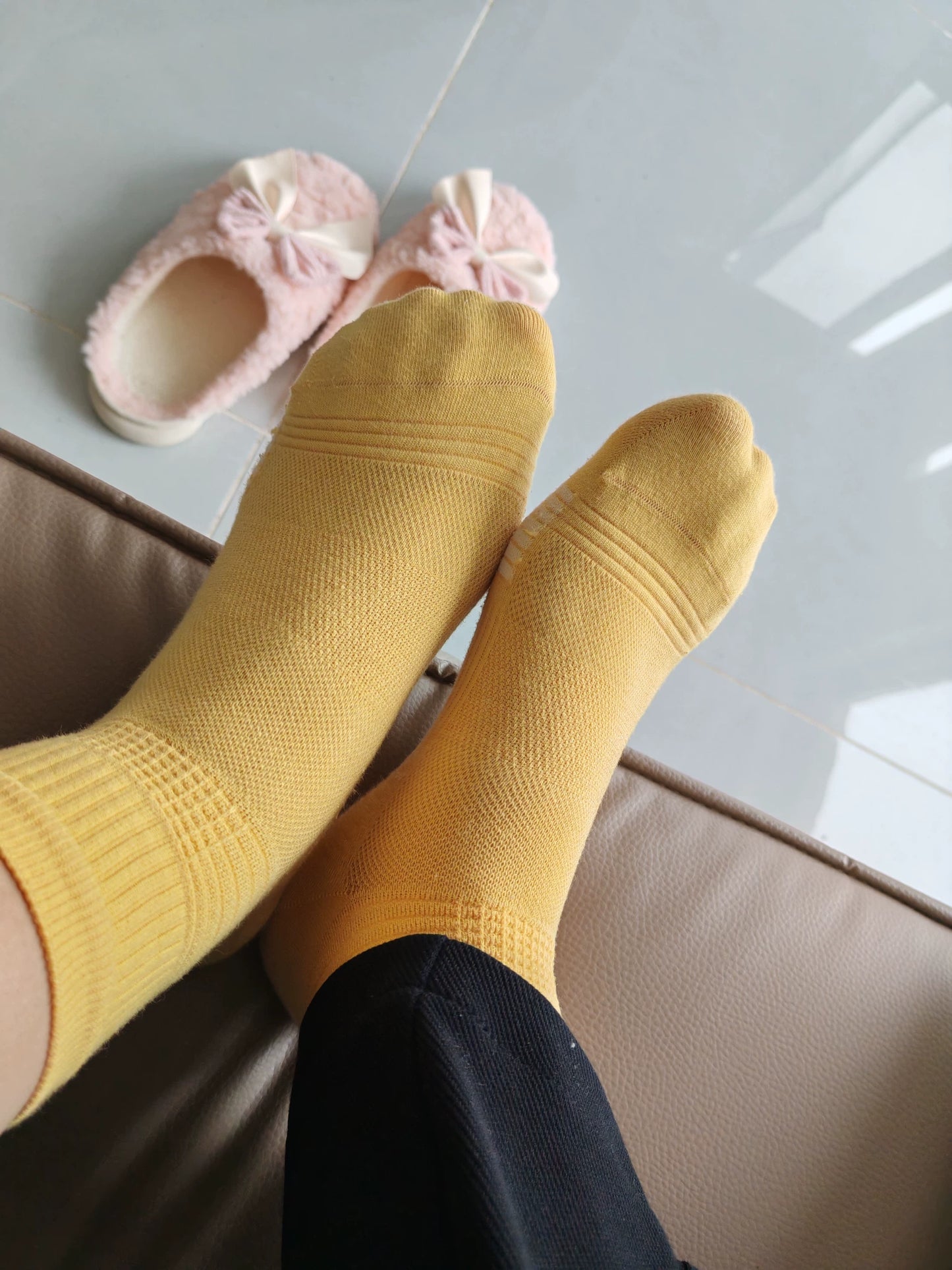 Cute Pink Floral Crew Socks for Women | Soft Cotton Patterned Socks