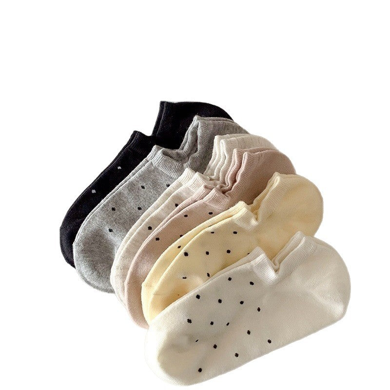 Cotton Polka Dot No-Show Socks for Women | Stay-Put Invisible Socks