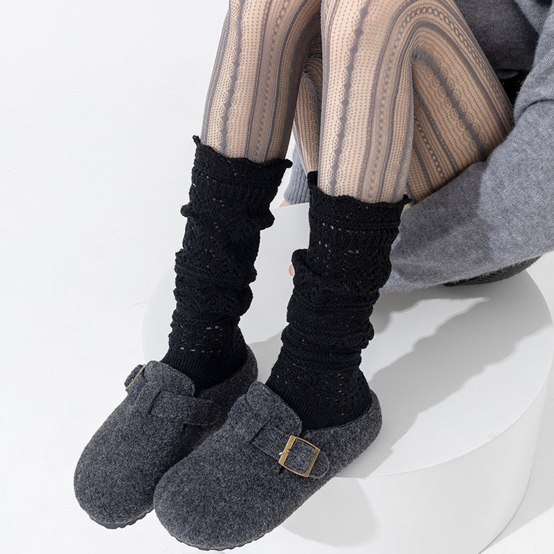 Vintage Openwork Chunky Knit Calf Socks | Cozy Winter Women's Socks
