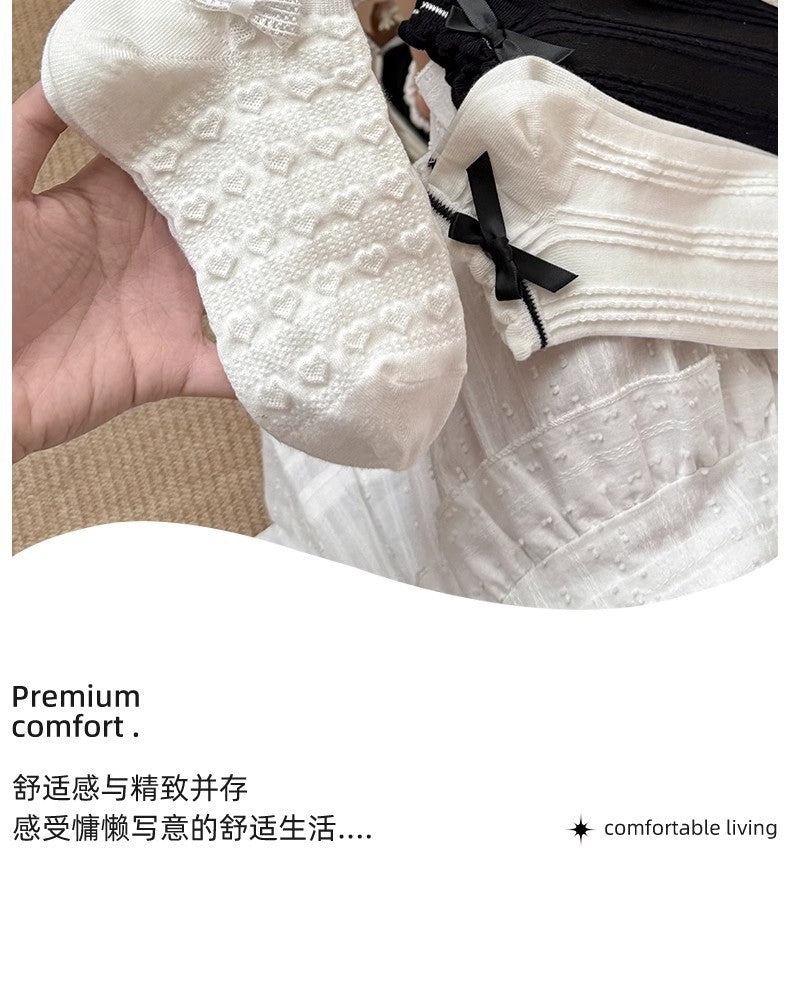Sweet Bow Ruffle Ankle Socks | Breathable Summer Low Cut Socks for Women