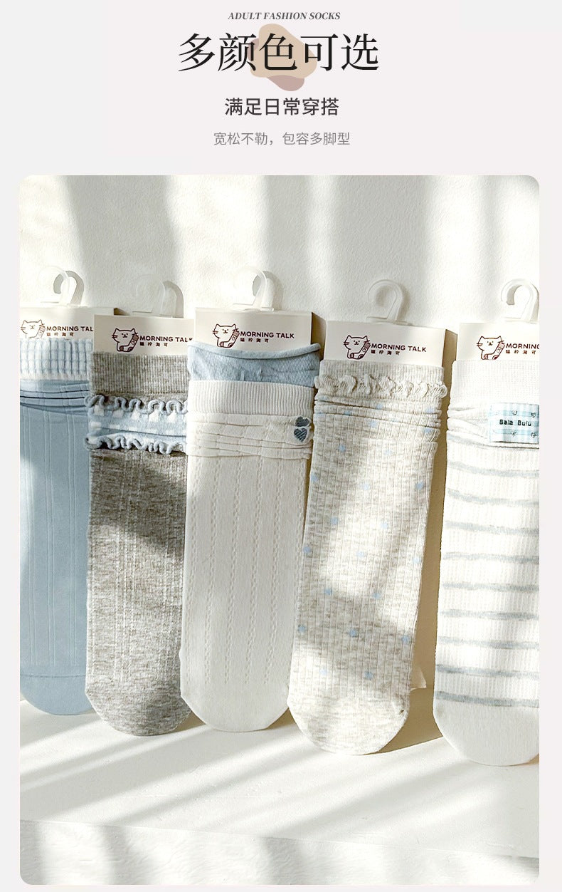 Cotton Crew Socks for Women | Seamless Breathable Fashion Socks