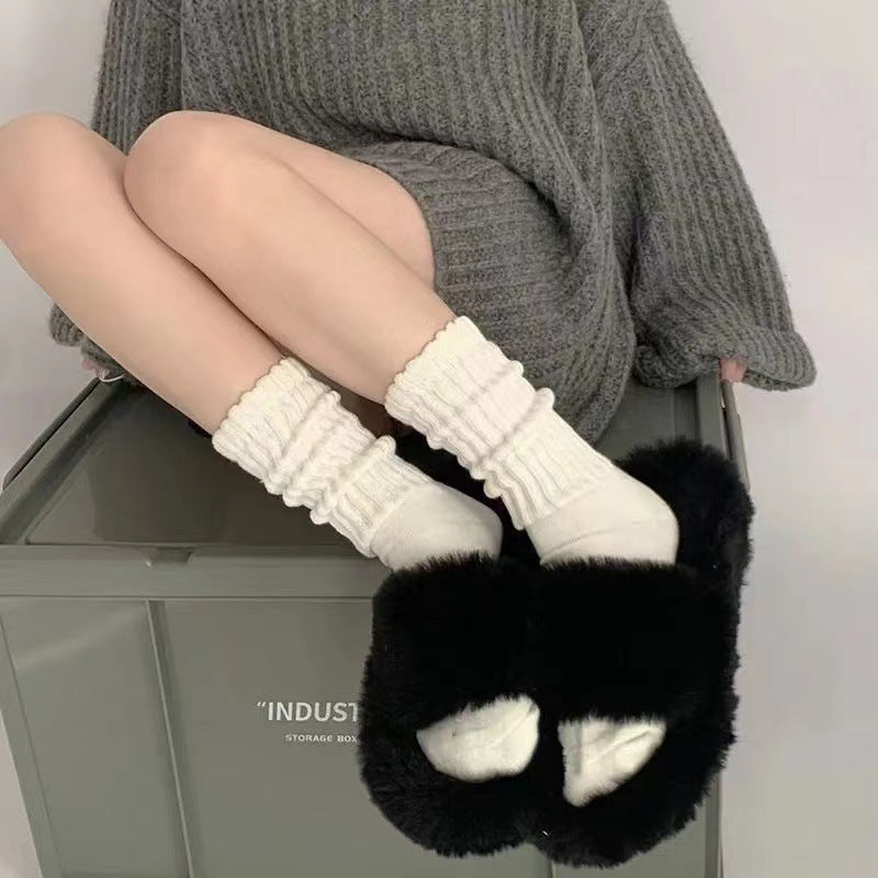 Cozy Slouchy Crew Socks for Women | Thick Solid Casual Socks
