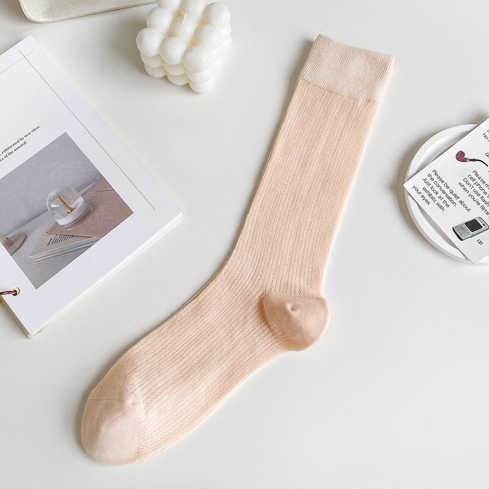 Thin Cotton Calf Socks | Breathable Solid Summer Socks for Women
