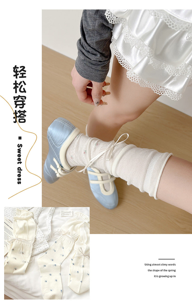 Cotton Floral Ballet Crew Socks | Breathable Socks for Women