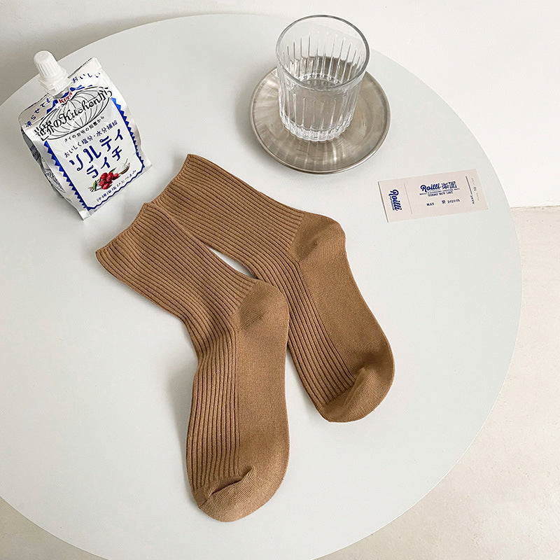 Trendy Slouch Crew Socks | Solid Neutral Socks for Women
