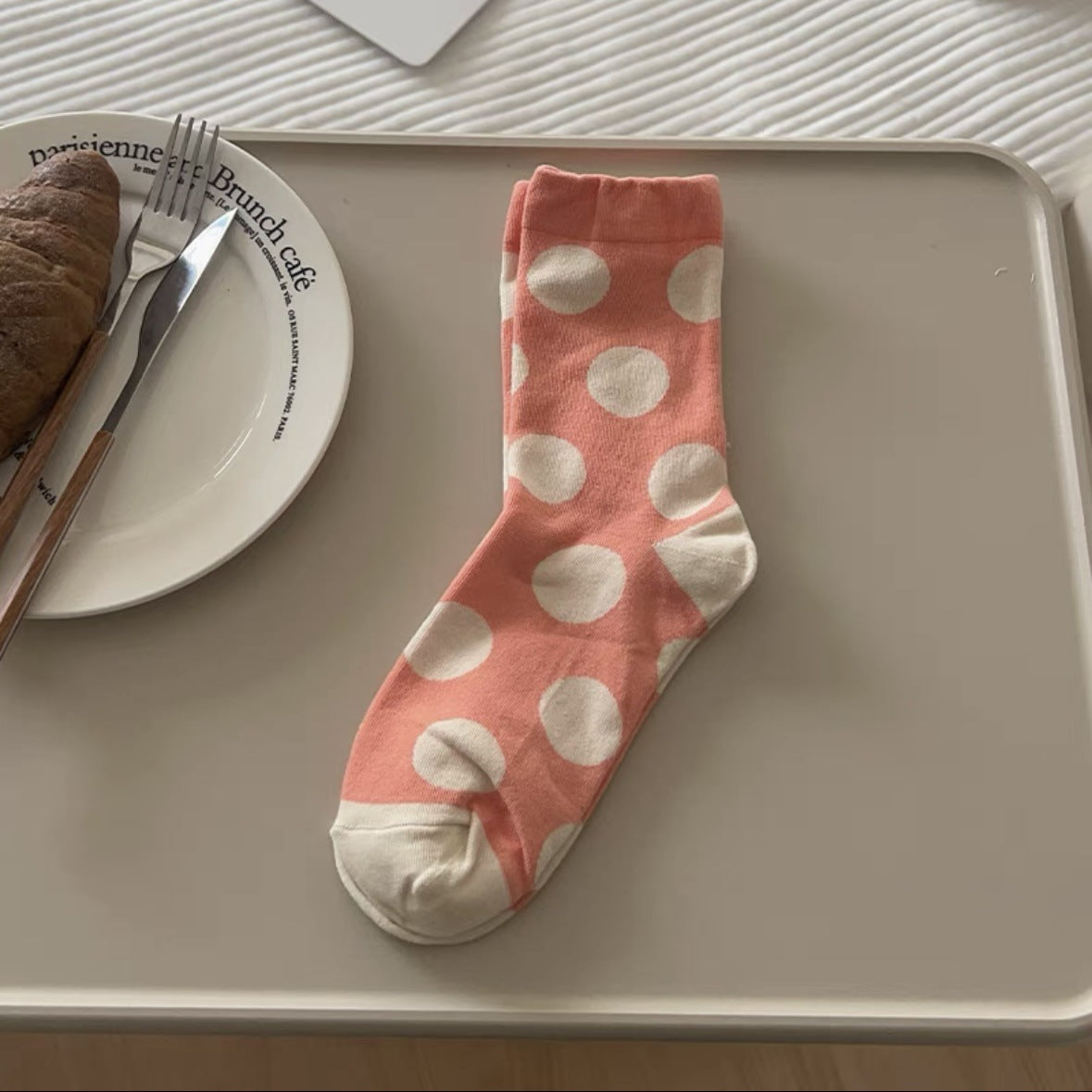 Women's Polka Dot Cotton Crew Socks | Trendy Casual Patterned Socks