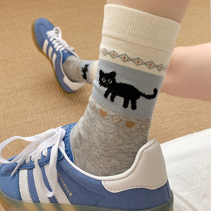 Cute Animal Print Crew Socks for Women | Retro Cotton Novelty Socks
