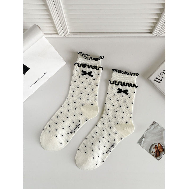 Balletcore Bow Crew Socks for Women | Breathable Summer Socks