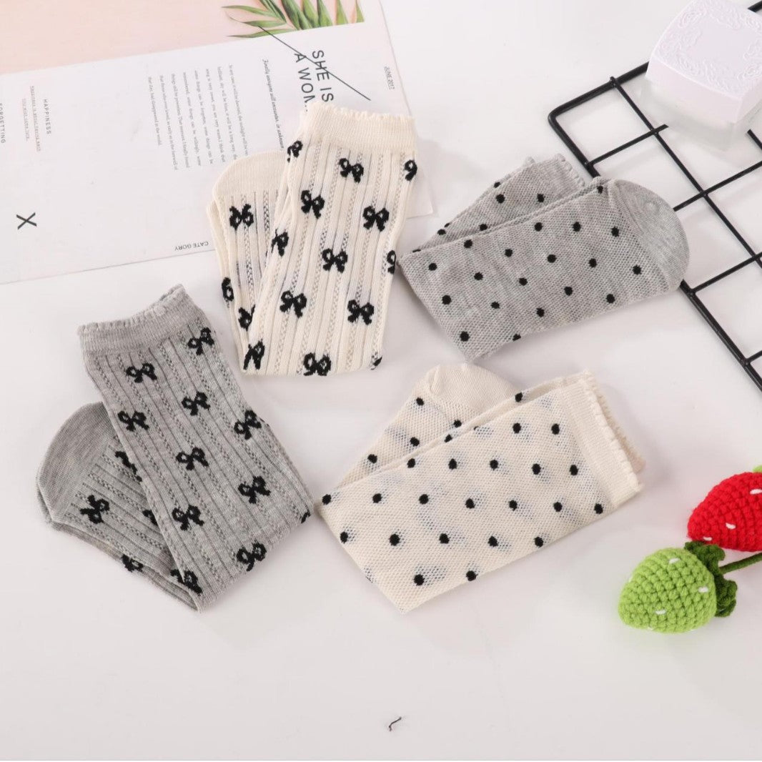 Women's Patterned Mesh Crew Slouch Socks | Balletcore Summer Socks