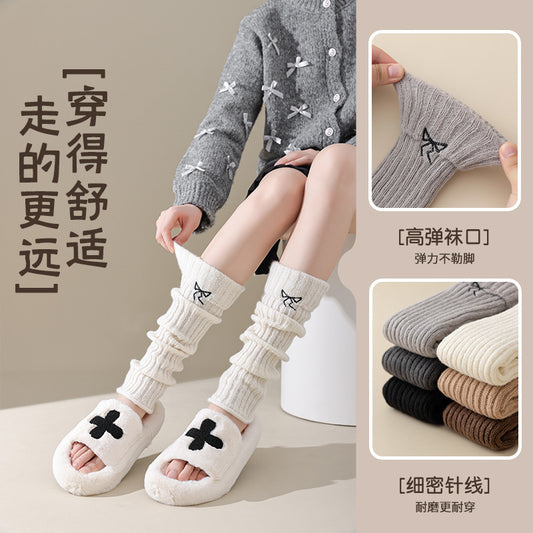 Cozy Bow Slouch Calf Socks | Warm Winter Leg Warmers for Women