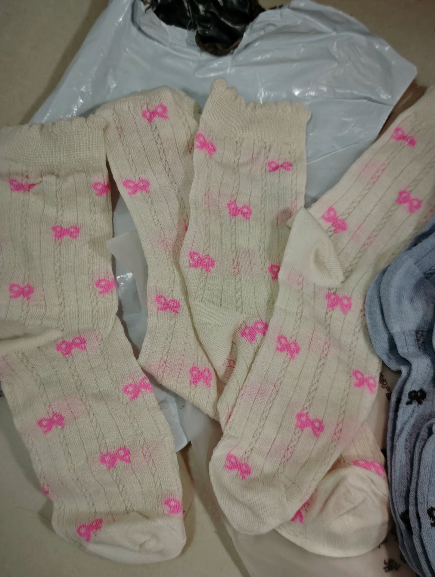 Women's Bow Pattern Crew Socks | Thin Breathable Spring Summer Socks