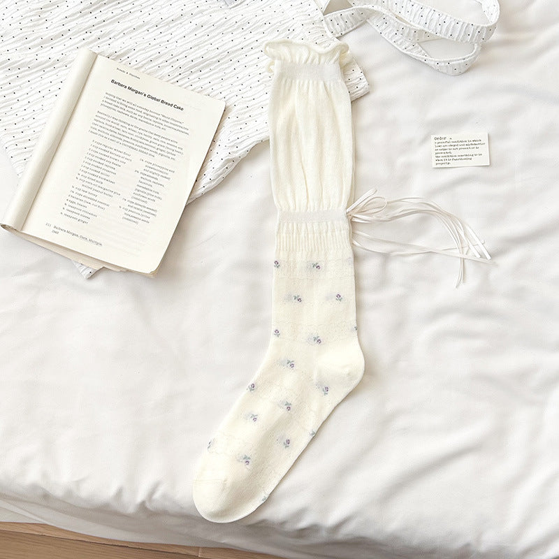 Cotton Floral Ballet Crew Socks | Breathable Socks for Women