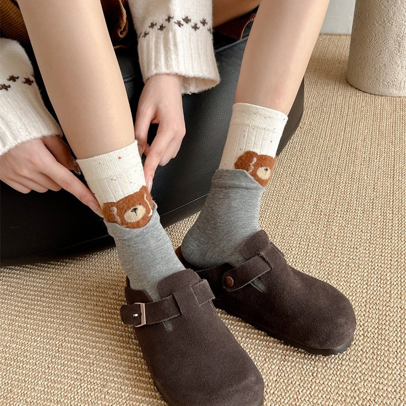Cozy Cotton Cartoon Crew Socks for Women | Warm Winter Everyday Socks