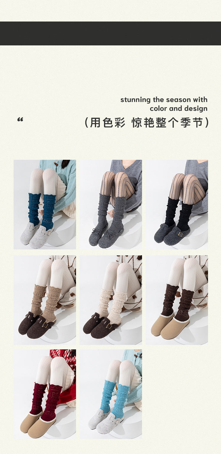 Vintage Openwork Chunky Knit Calf Socks | Cozy Winter Women's Socks