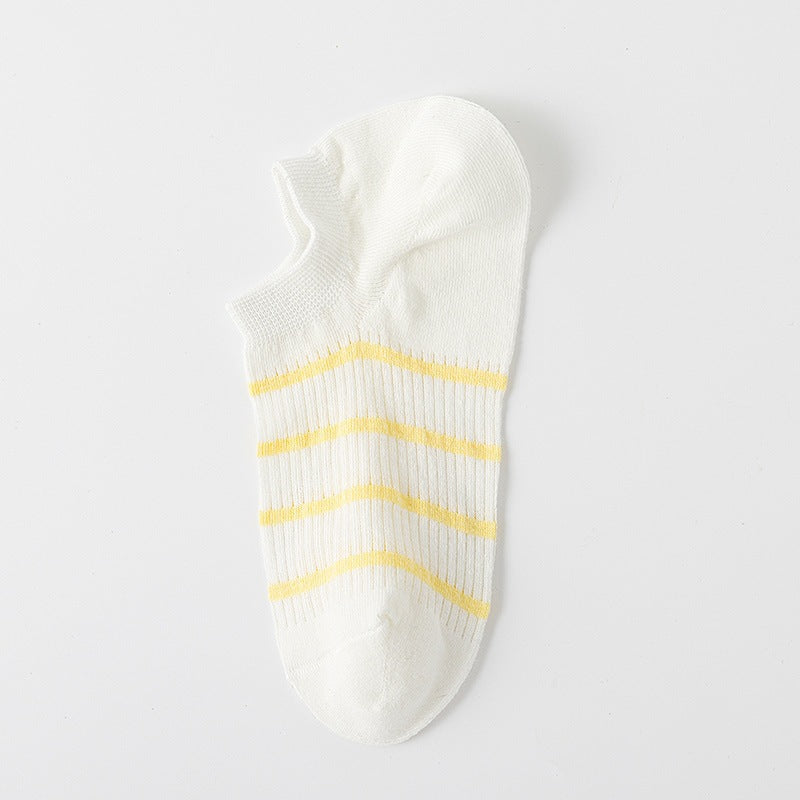 Stripe No-Show Socks for Women | Breathable Non-Slip Summer Socks
