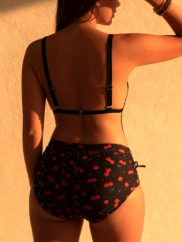 Plus Size Halter Cherry Print Tie-Side Bikini Set | Women's Swimwear