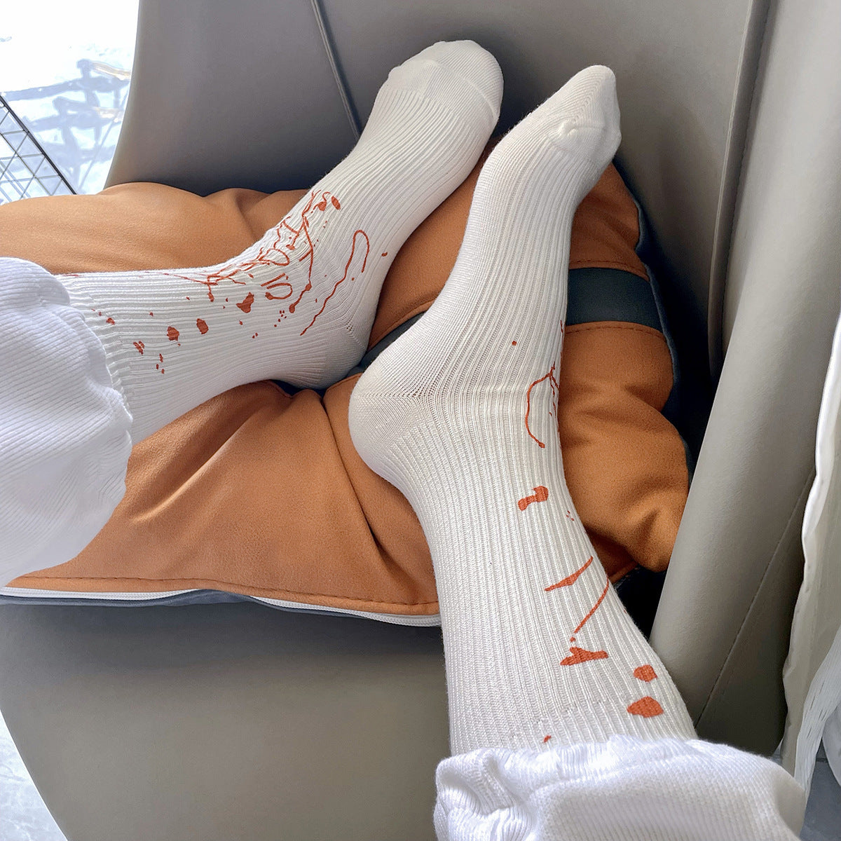 Splatter Graffiti Crew Socks | Breathable Trendy Streetwear Socks