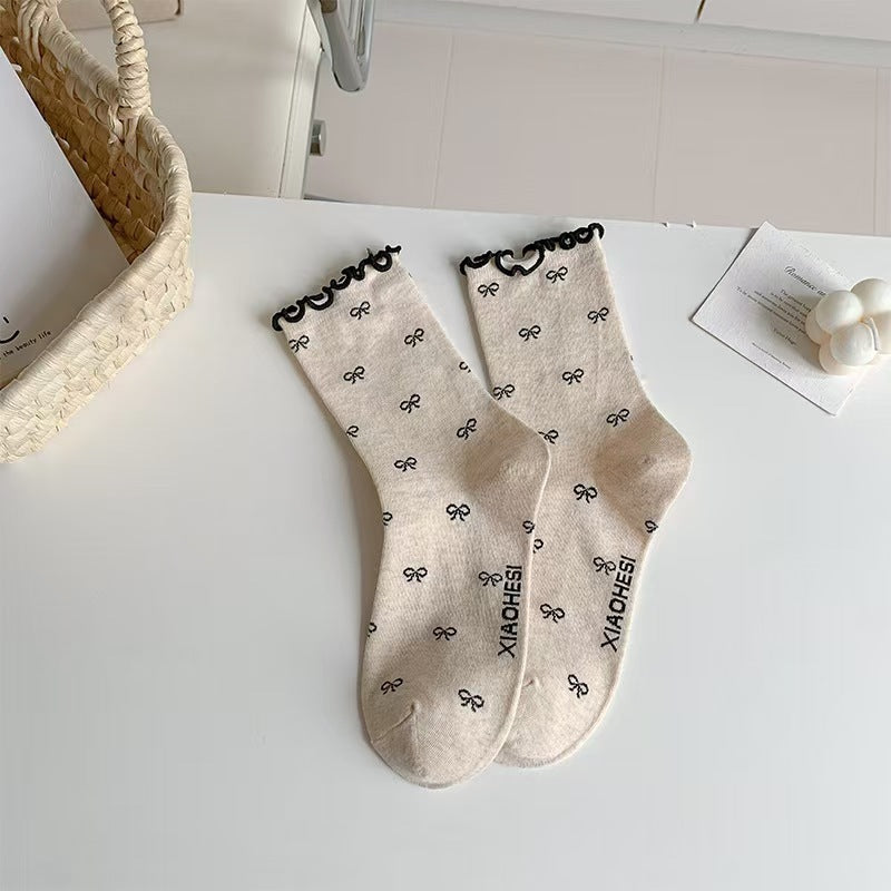Vintage Ruffled Crew Socks | Cute Patterned Women's Everyday Socks