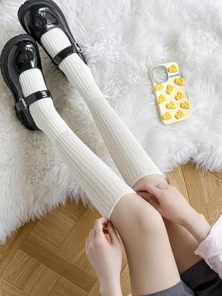 Slouch Knee High Crew Socks | Vertical Striped Slimming Socks for Women