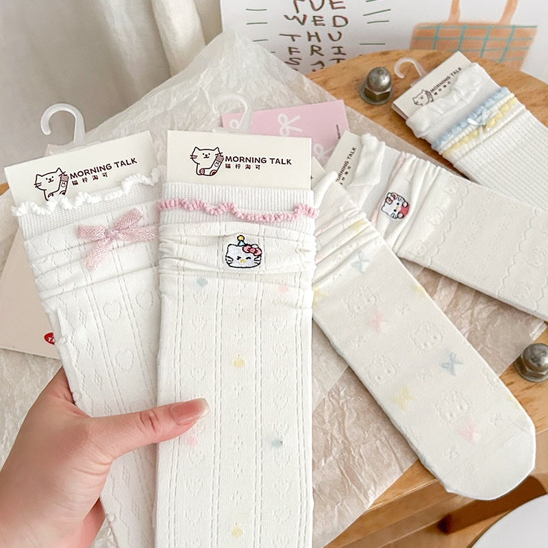 Cute Cotton Crew Socks for Women | Breathable Summer Mid-Calf Socks