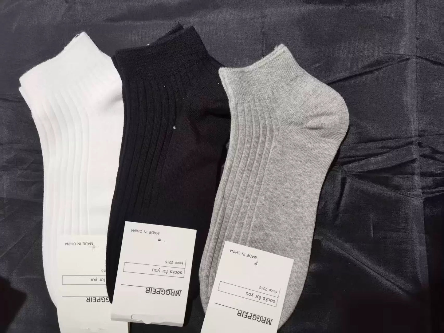 Solid Ribbed Crew Socks for Men | Casual Everyday Cotton Socks