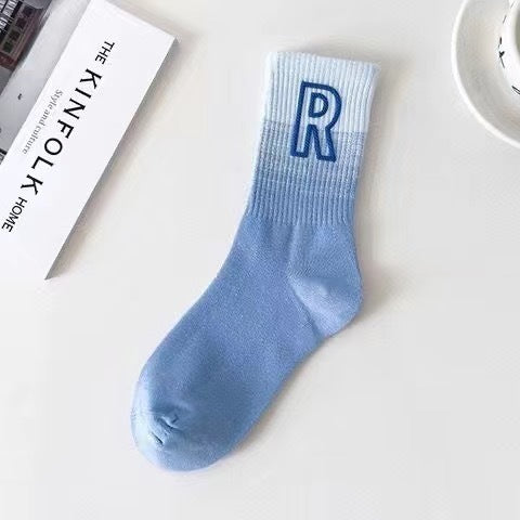 Gradient R Logo Crew Socks | Breathable Athletic Socks for Women