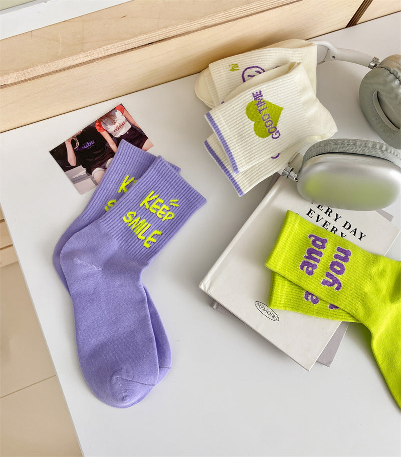 Trendy Graphic Crew Socks | Cotton Casual Athletic Socks for Women