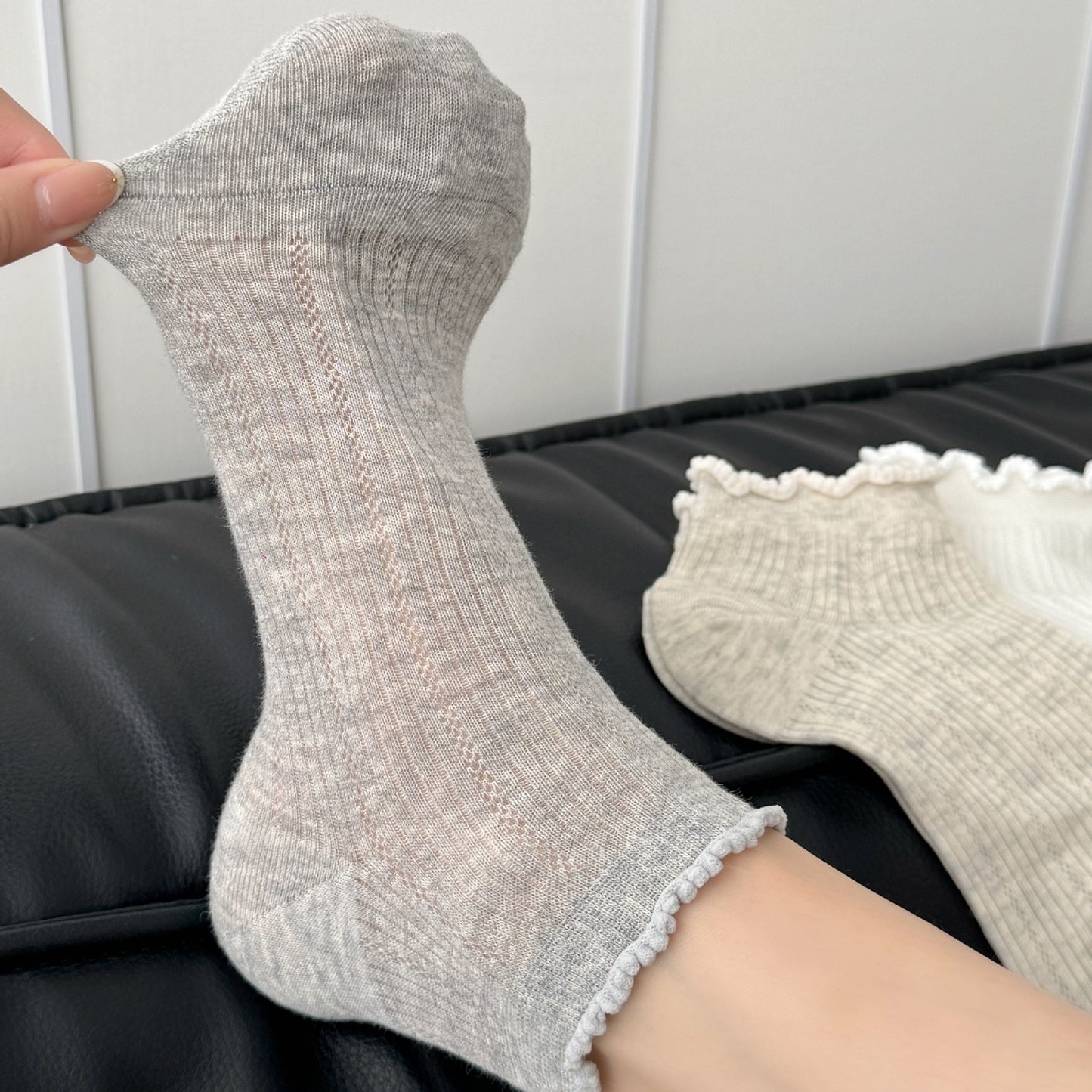 Ruffle Trim Mesh Ankle Socks | Breathable Summer Socks for Women