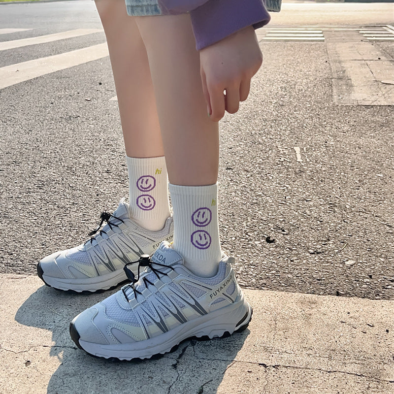Trendy Graphic Crew Socks | Cotton Casual Athletic Socks for Women