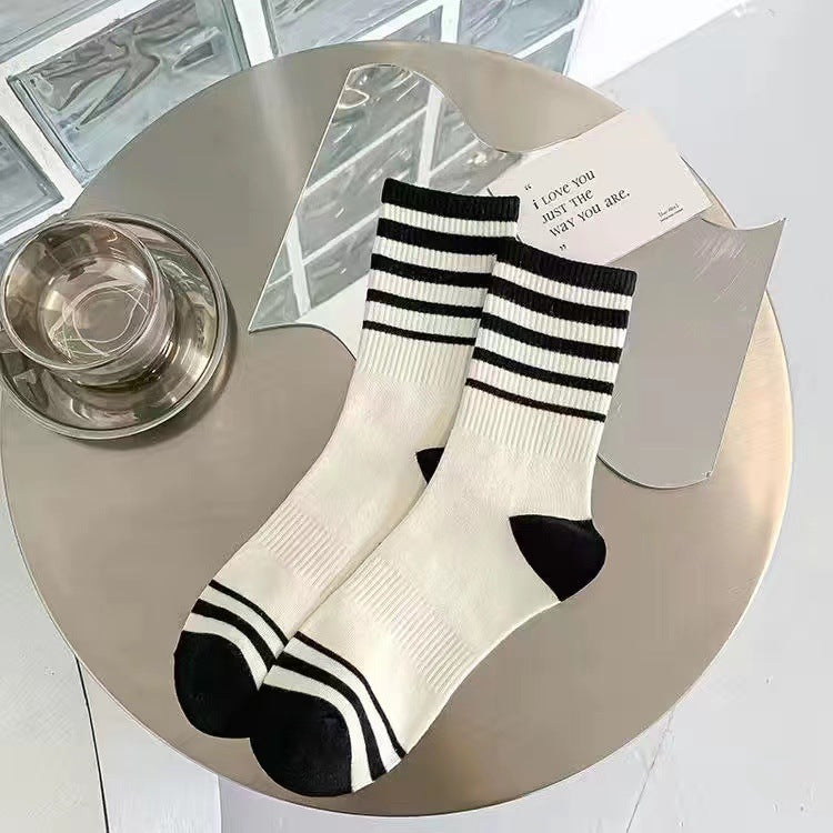 Crew Socks for Women | Black White Trendy Athletic Casual Socks