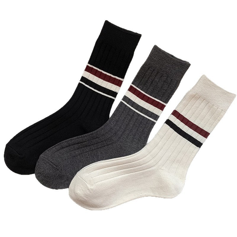 Striped Cotton Crew Socks for Women | Breathable Winter Everyday Socks