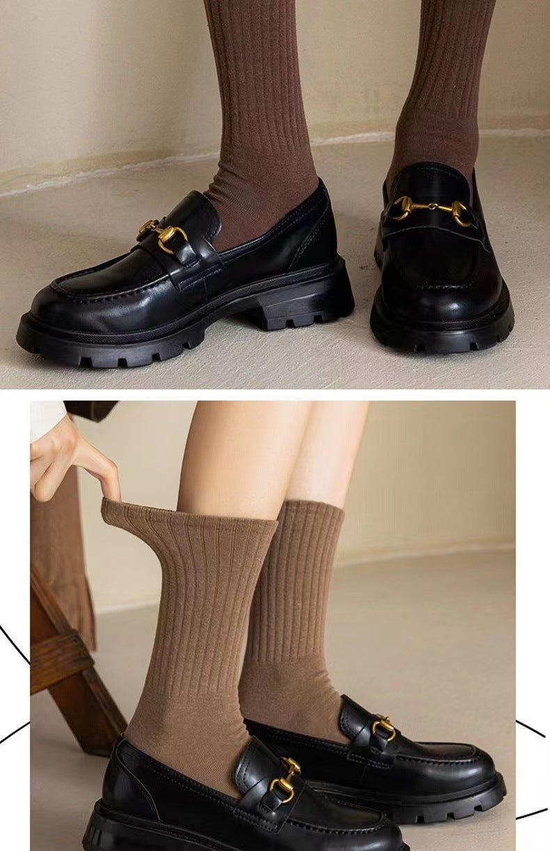 Solid Ribbed Crew Slouch Socks for Women | Fall Winter Casual