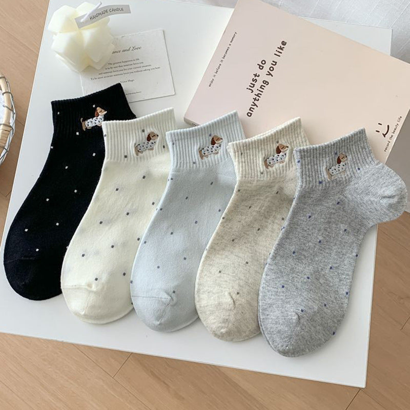 Cute Dachshund Dot Ankle Socks for Women | Breathable Summer Socks