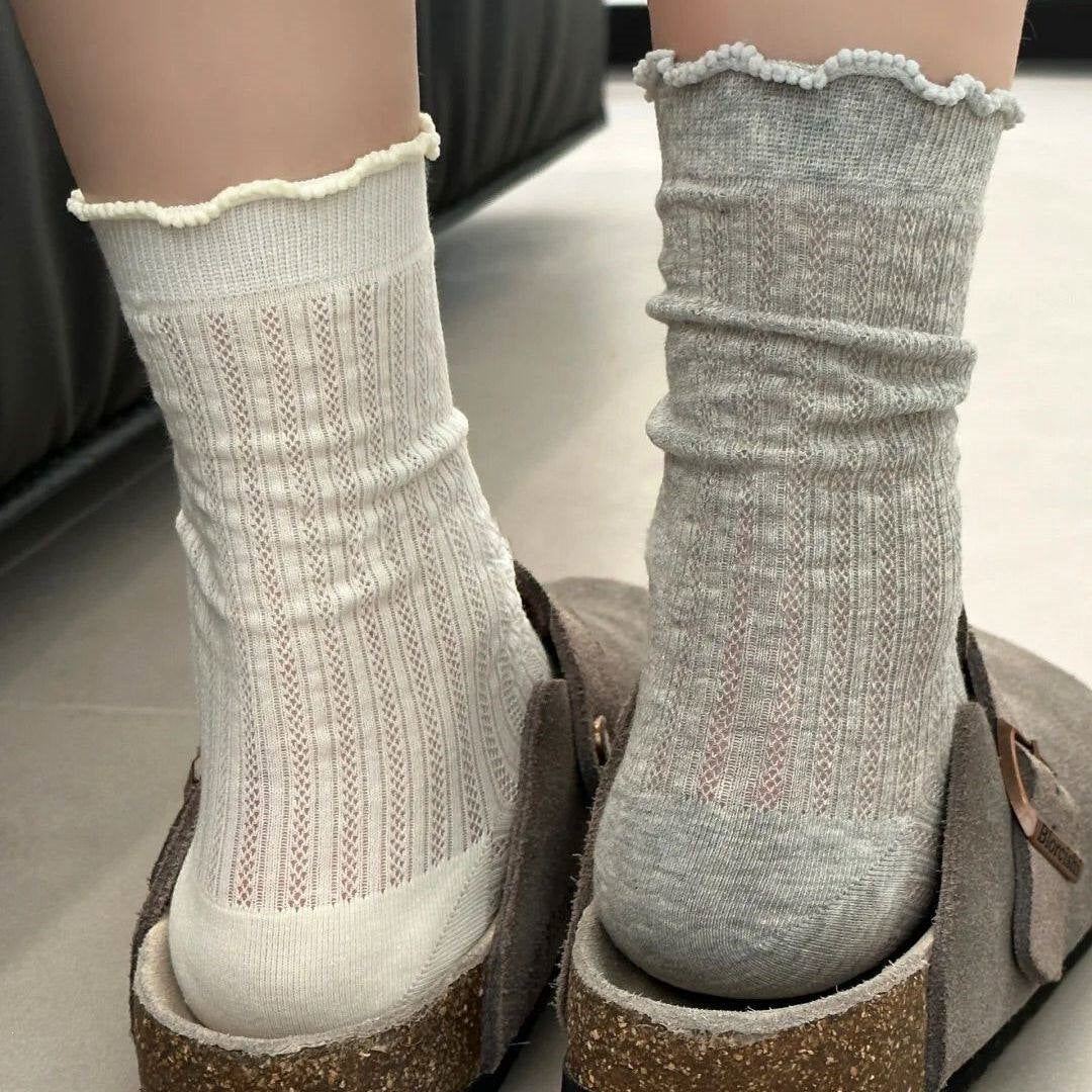 Thin Breathable Crew Socks for Women | Summer Lightweight Socks