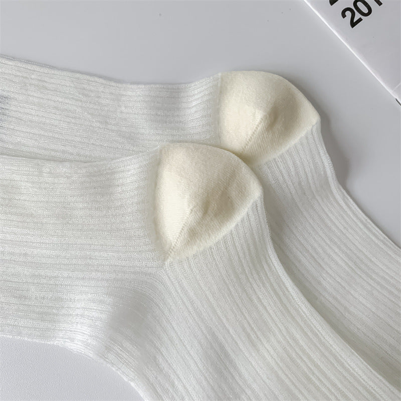 Sheer Glitter Crew Socks for Women | Summer Breathable Socks