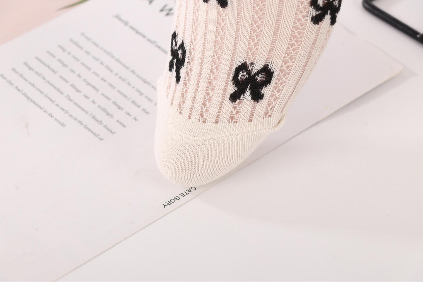 Cute Bow & Polka Dot Crew Socks | Breathable Mesh Summer Socks for Women