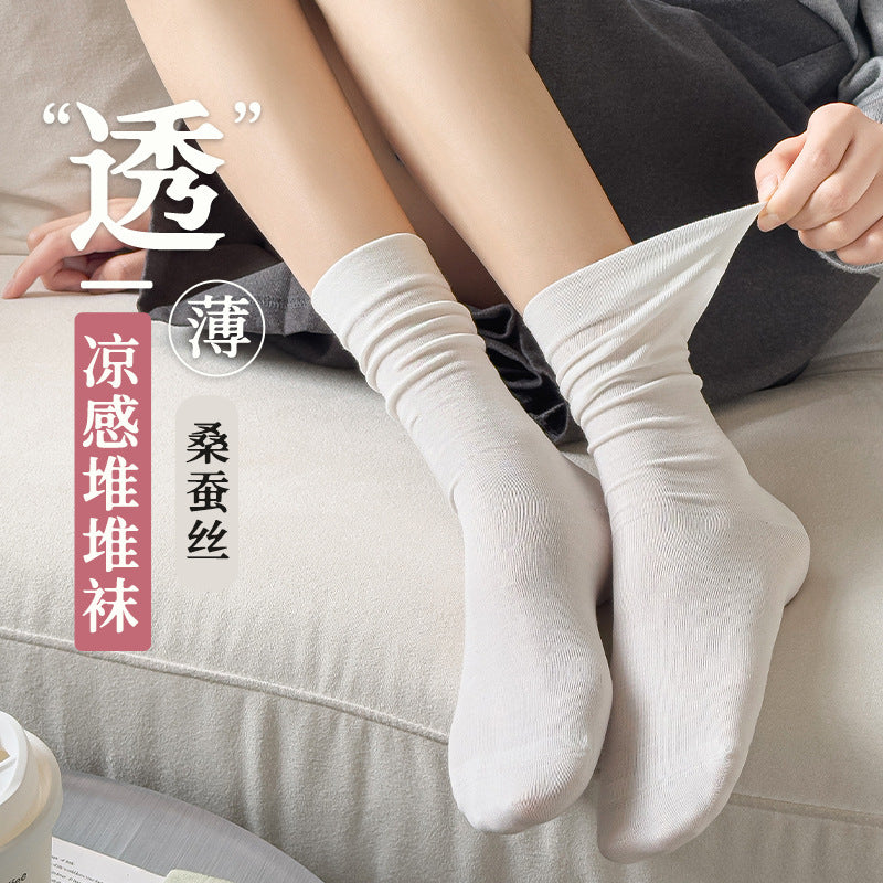 Mulberry Silk Slouch Crew Socks | Seamless Breathable Women's Socks