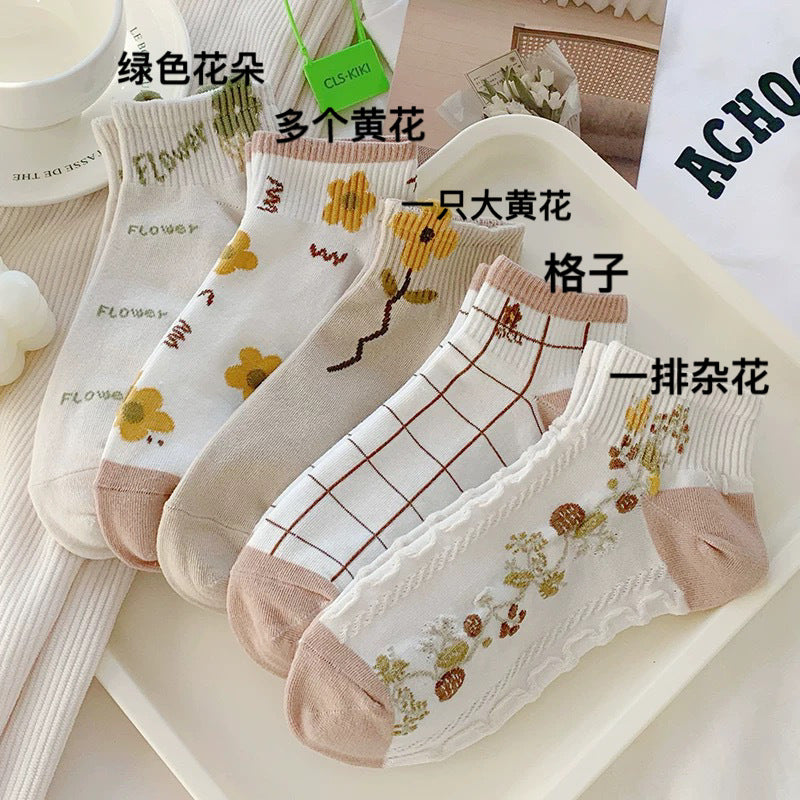Cute Floral Ankle Socks for Women | Breathable Spring Summer Socks