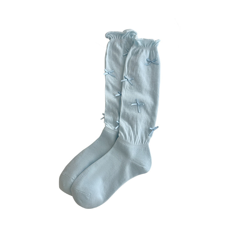 Bow Accent Slouch Socks | Thin Summer Calf Socks for Women