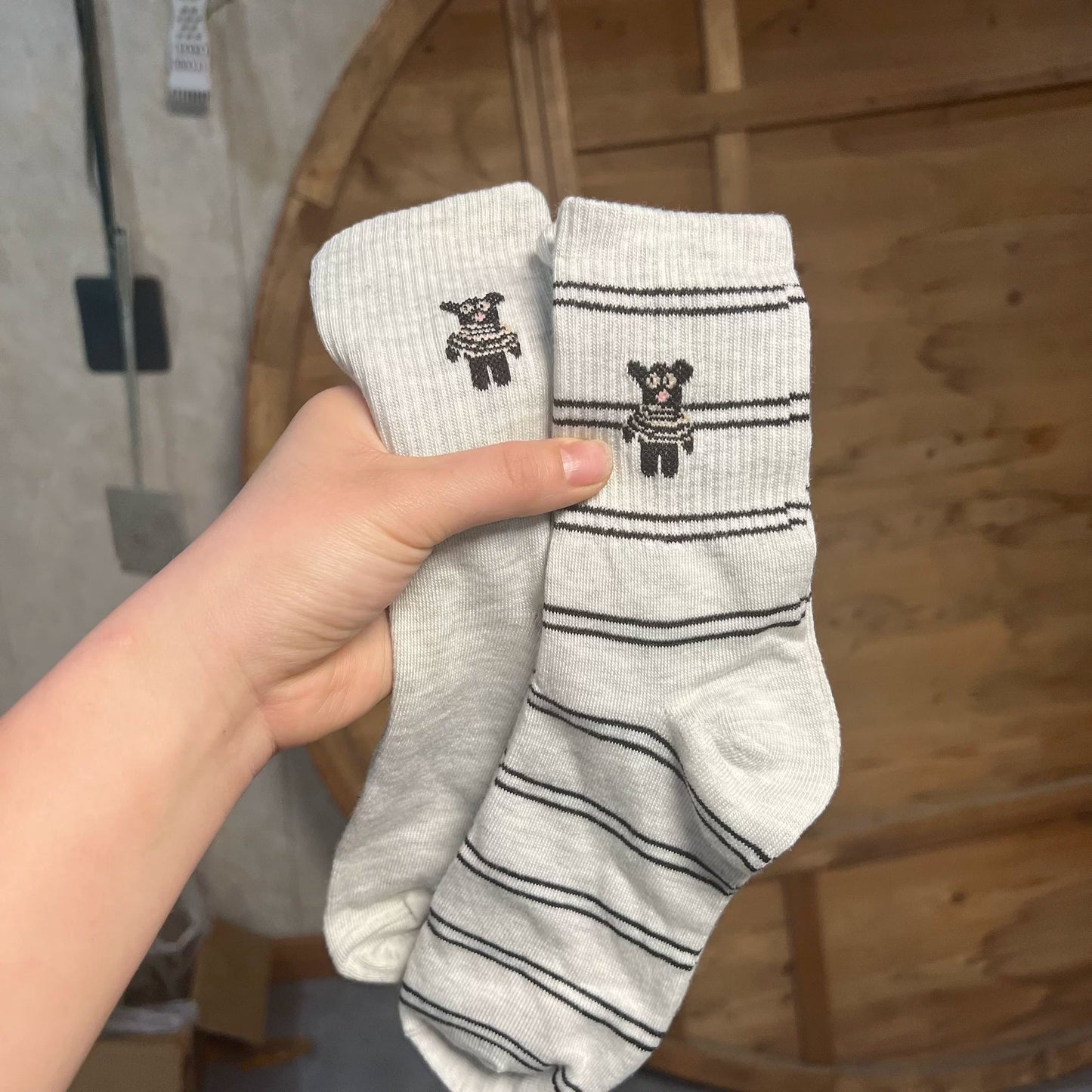 Speckled Embroidered Cotton Crew Socks for Women
