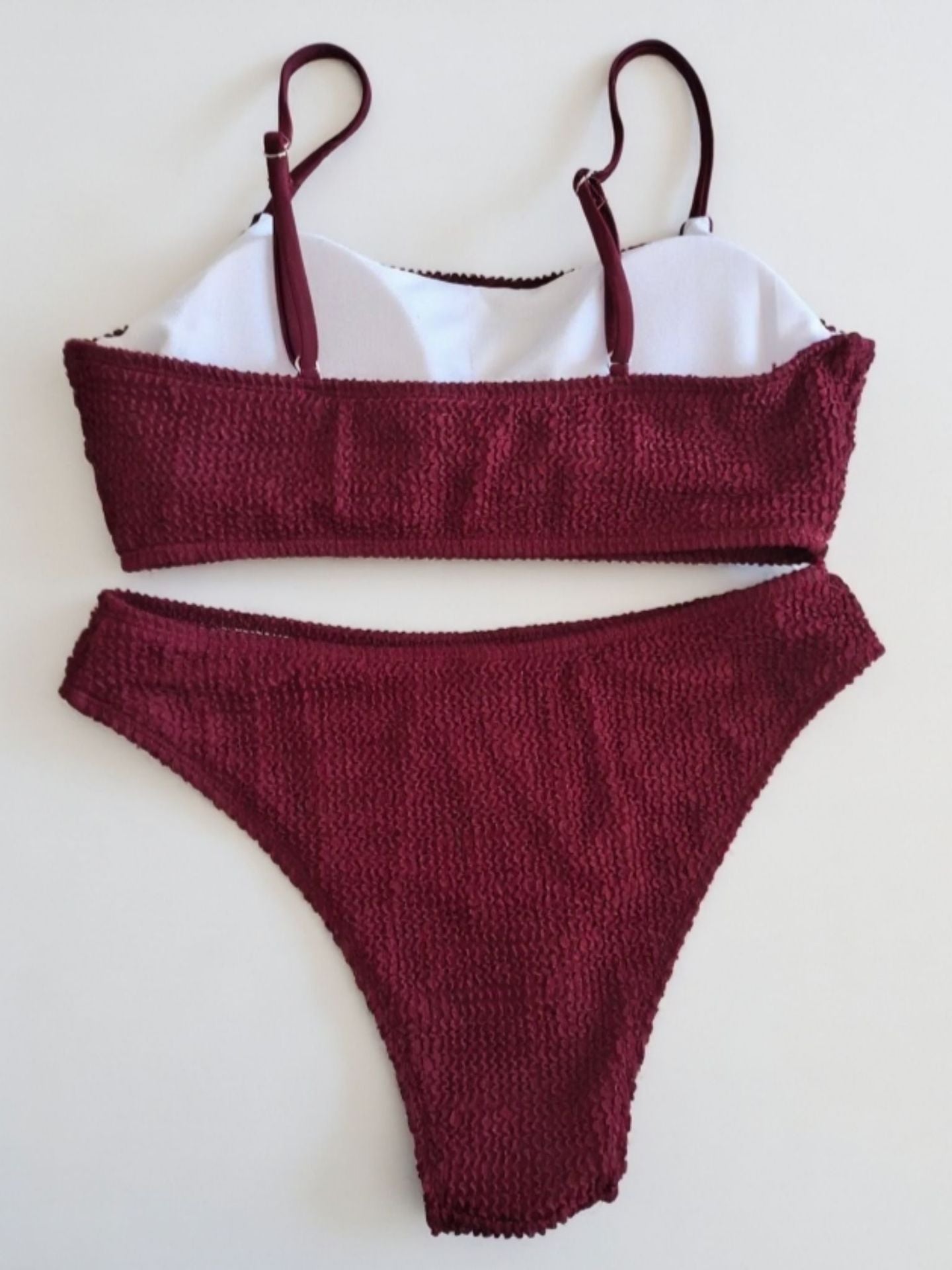 High Waisted Solid Textured Bikini | Sexy Flattering Women's Swimwear