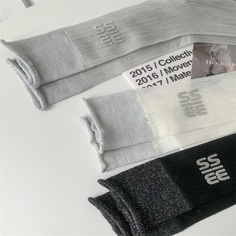 Sheer Glitter Crew Socks for Women | Summer Breathable Socks