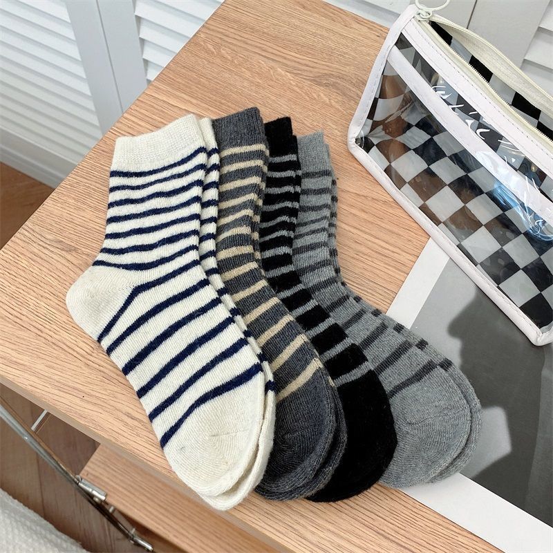 Cozy Striped Crew Socks for Women | Thick Warm Winter Socks