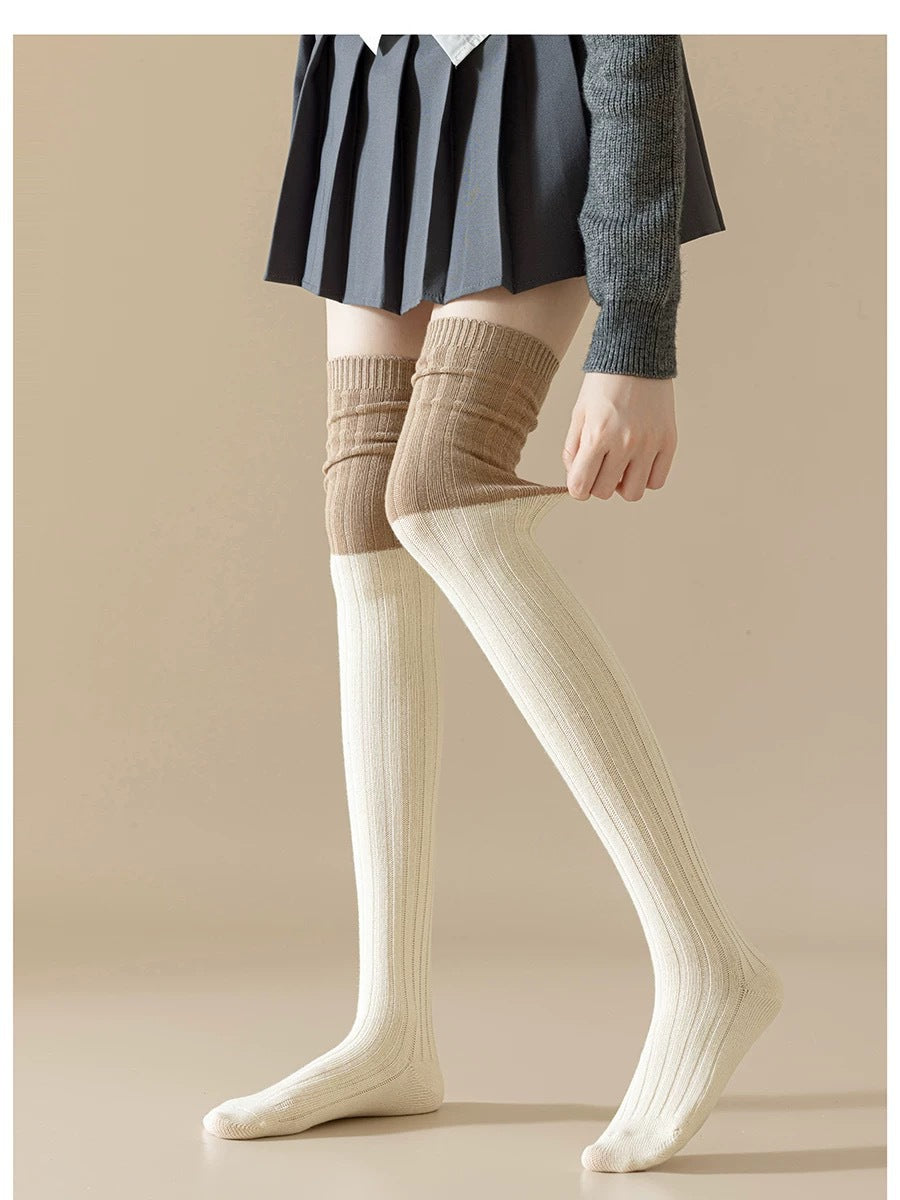 Color Block Striped Over-the-Knee Thigh High Socks For Women