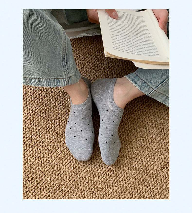 Polka Dot No Show Socks for Women | Breathable Cotton Low Cut