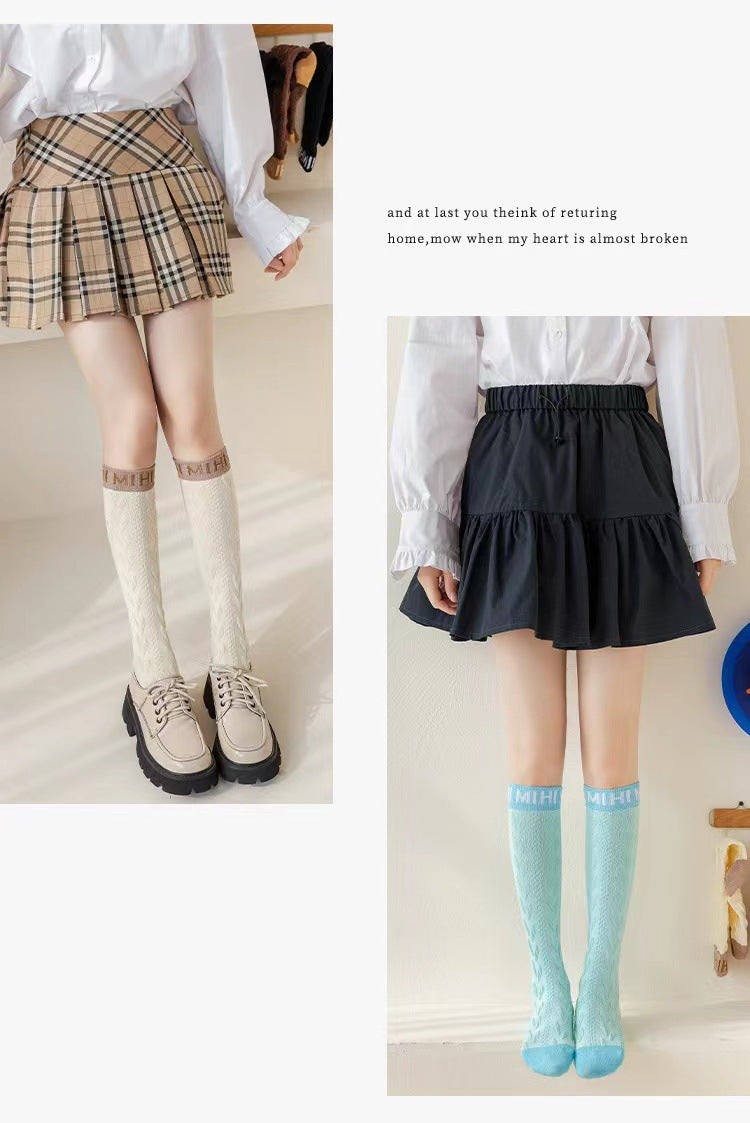 Cable Knit Knee High Socks for Women | Vintage Patterned Socks