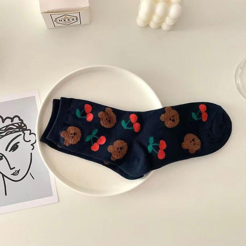 Cute Cartoon Cotton Crew Socks | Soft Novelty Socks for Women